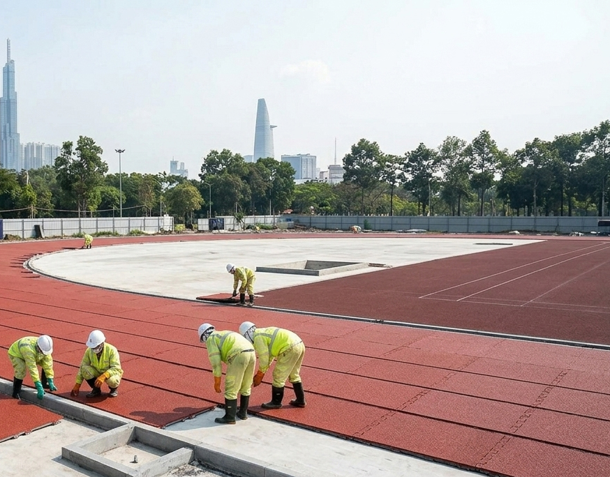 Cấu tạo đường chạy điền kinh tiêu chuẩn quốc tế Phương pháp Prefabricated