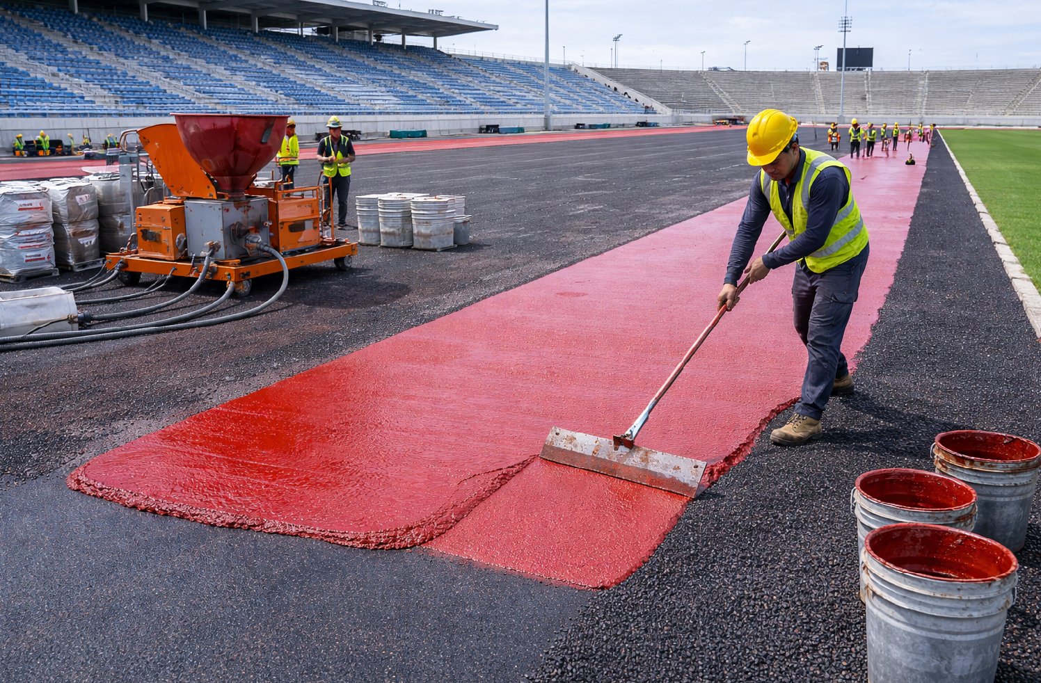 Cấu tạo đường chạy điền kinh tiêu chuẩn quốc tế Phương pháp Sandwich System