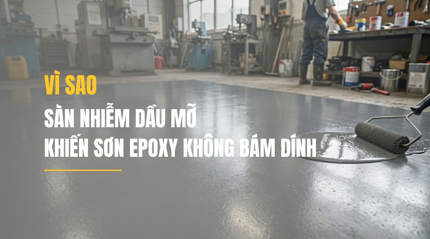 Vì sao sàn nhiễm dầu mỡ khiến sơn epoxy không bám dính