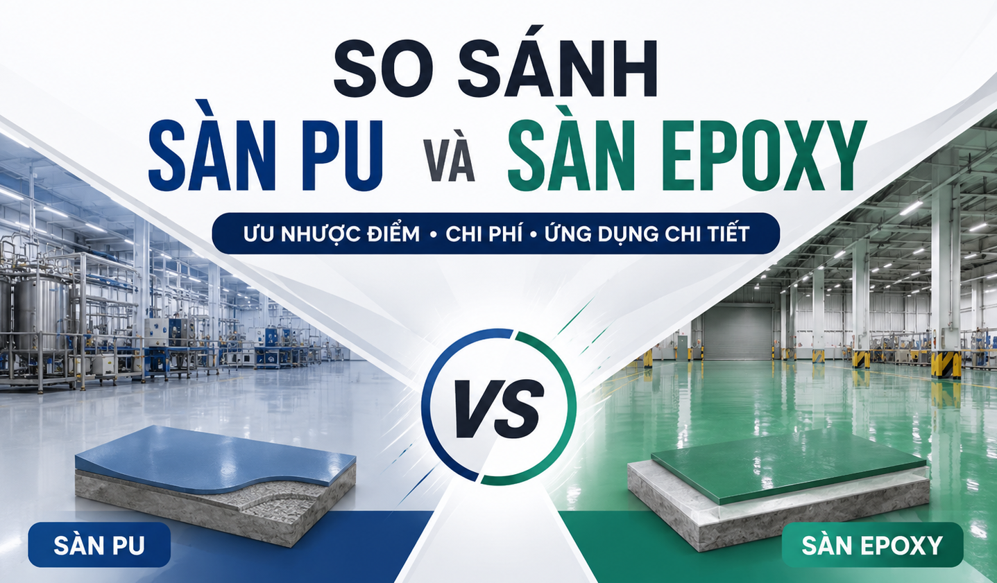 So sánh sàn PU và sàn Epoxy - Ưu nhược điểm chi tiết